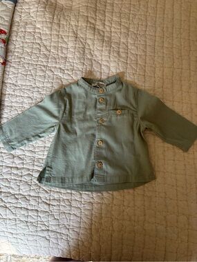 Baby Petite Lucette Paris Sage Green Button-Front Top